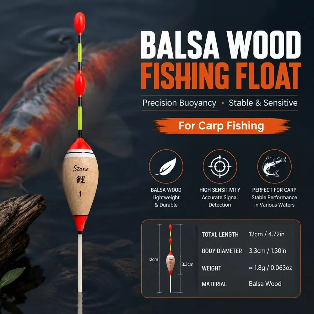 3pcs Shallow Water Fishing Floats Portable Design 3pcs Set Balsa Wood Floats Long Tail Shape Exquisite Craftsmanship