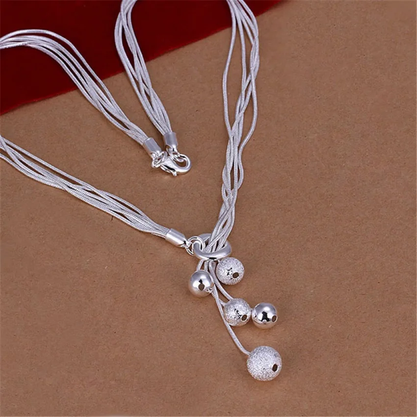 

Wholesale 925 Sterling Silver Necklace For Women Lady Men Popular Fashion Color Jewelry Charm Chain Beads Pretty Lady Necklace