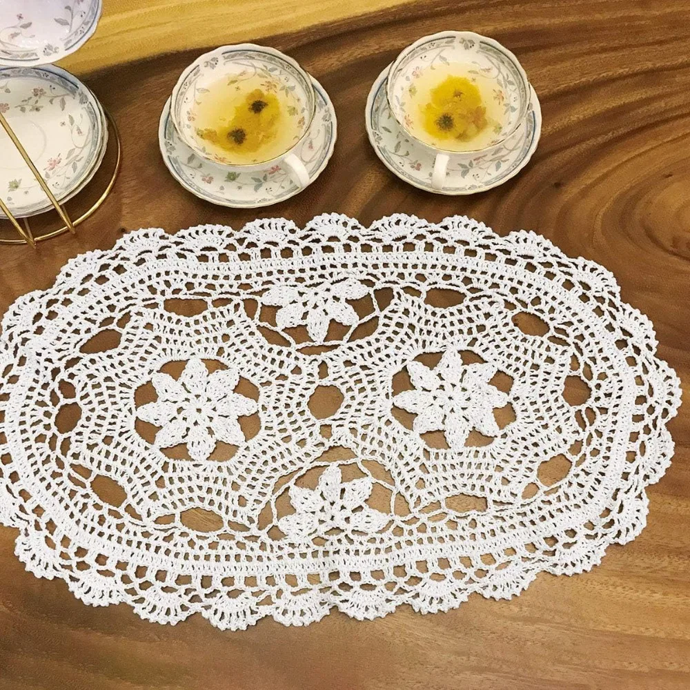 New Oval Crochet Doilies Crochet Cotton 35/40CM Crochet Placemats Cotton Doilies