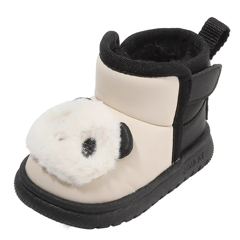 

Зимние детские милые зимние ботинки 2026, толстые теплые и нескользящие ботинки без шнуровки на флисовой подкладке на мягкой подошве для детей ясельного возраста