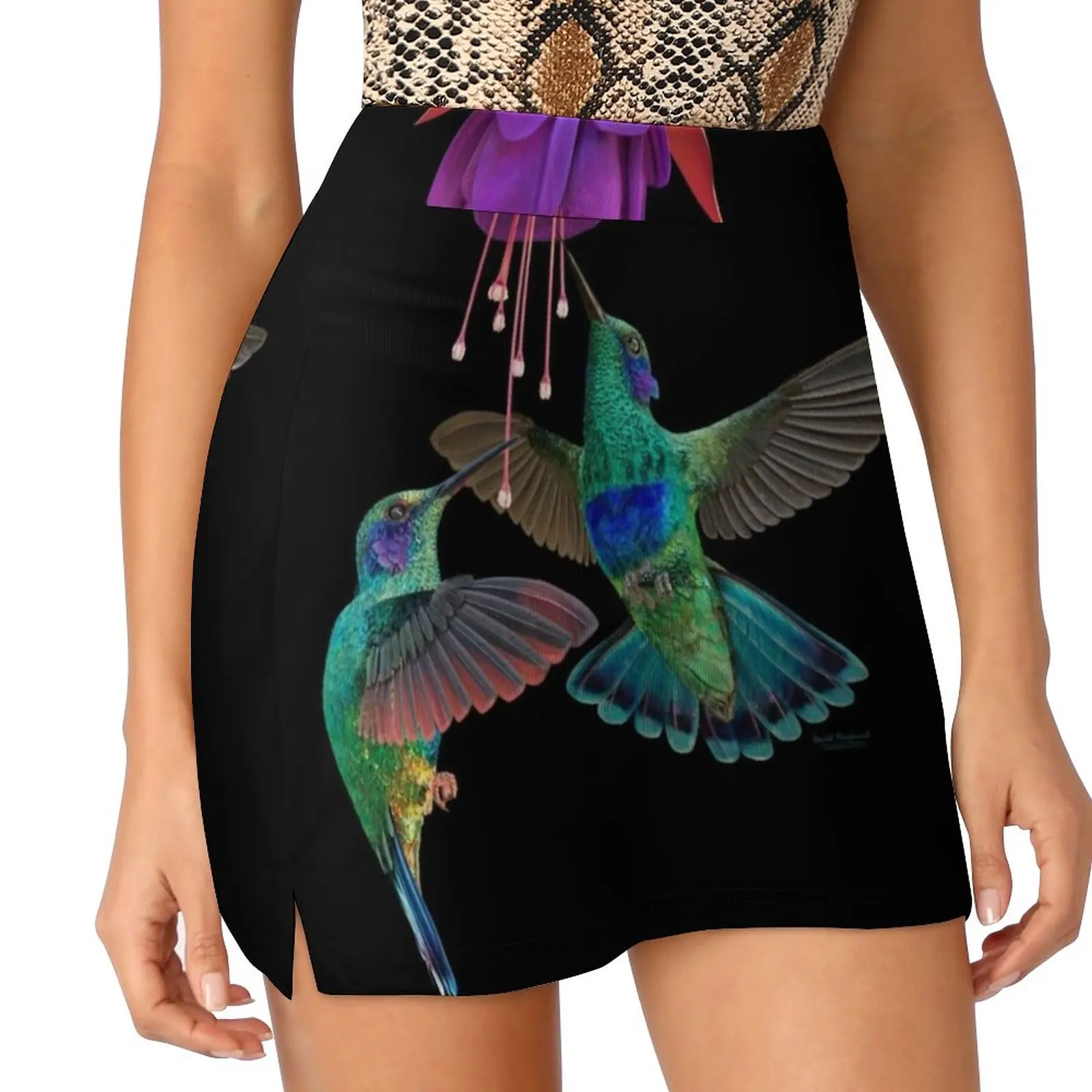 Hummingbird Pair Women's skirt Aesthetic skirts New Fashion Short Skirts David Penfound Humming Bird Tattoo Tattoo Hummingbird