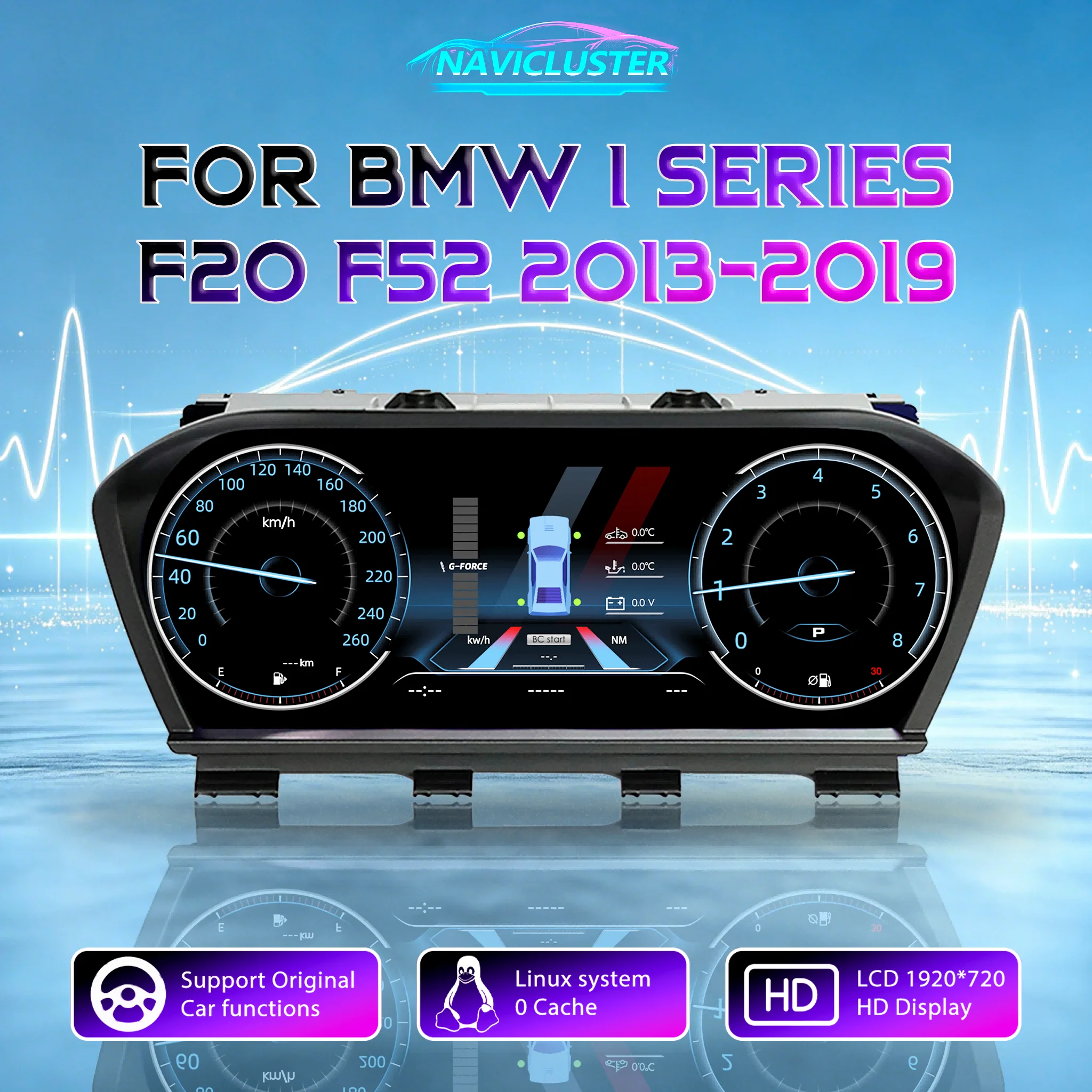 Linux 1920*720 Auto LCD-Armaturenbrett für BMW 1er 2er Serie F20 F52 F22 X1 F48 F49 X2 F39 F45 Instrumenten-Virtual-Cockpit