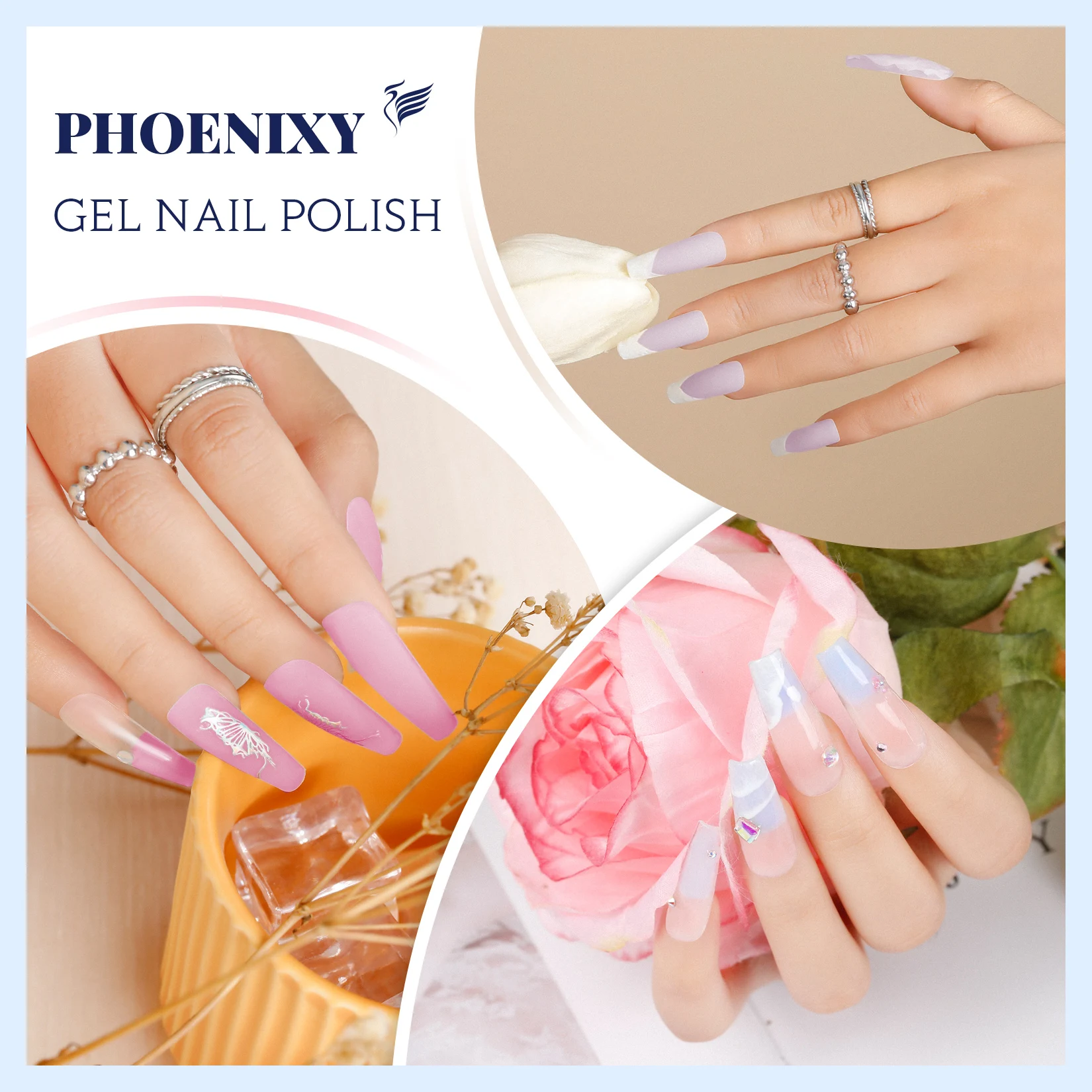 Phoenixy 12/20PCS Colorful Gel Nail Polish Set Semi Permanent Gel Varnishes Soak Off UV Gel 8ML Gel Nail Polish Nail Art Design