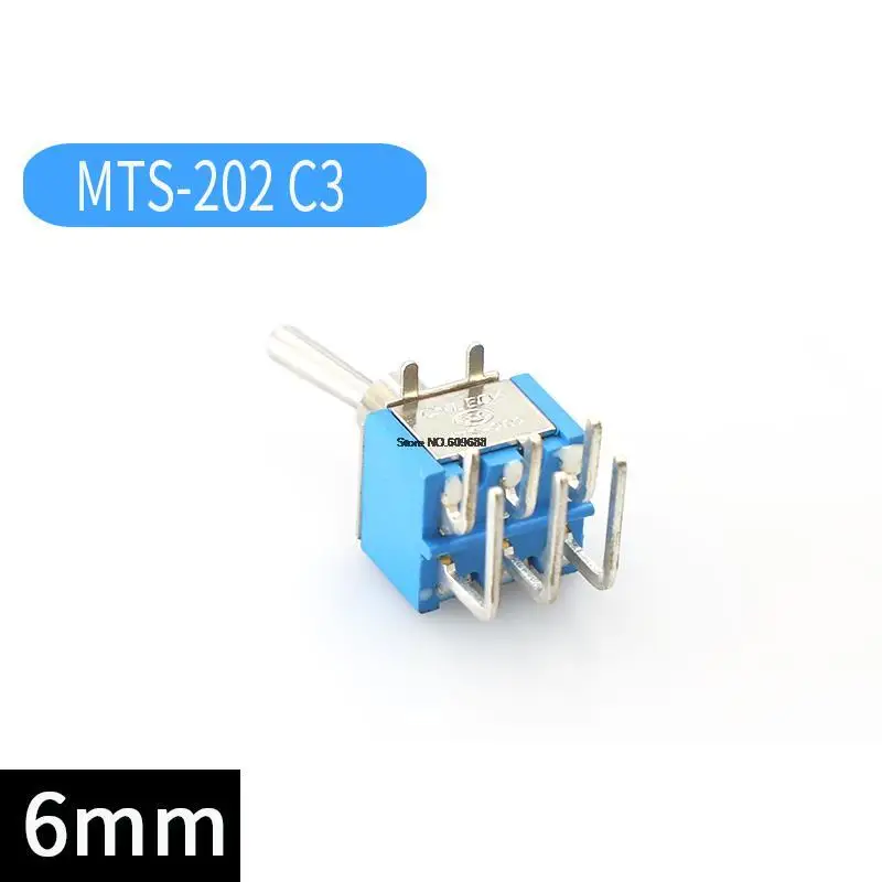 10PCS Toggle Switch MTS-202/C3 ON-OFF-ON 6 Pins 2 Position Rocker Switch MTS-102C3 MTS-102C4 MTS-103C3 MTS-202C4