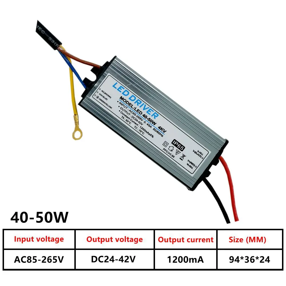 ไฟ LED 20W 30W 40W 50W หม้อแปลงไฟฟ้าถนนกันน้ำ110V 220V IP65เกรดกันน้ำ