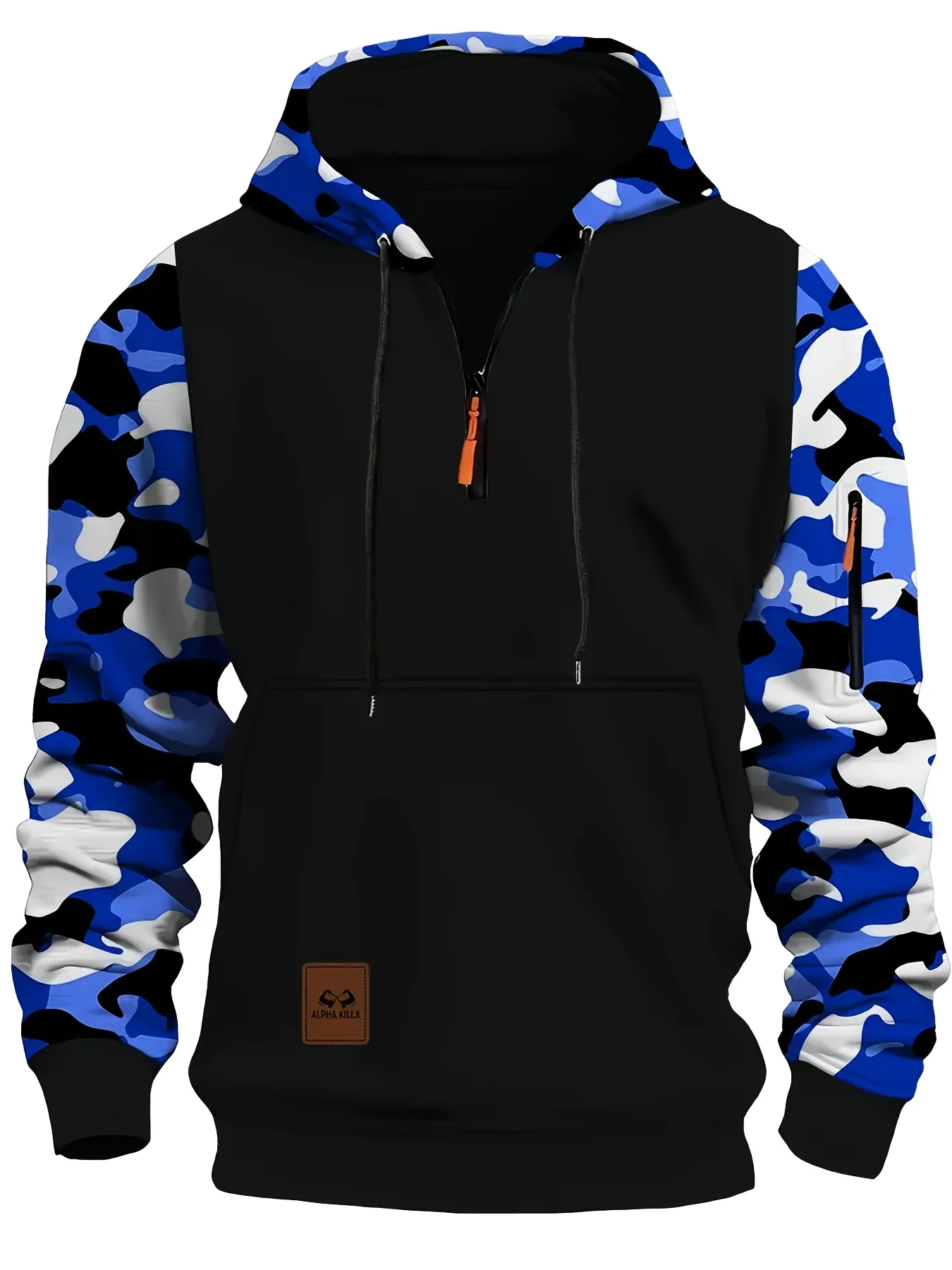 

Новинка 2025, осенние толстовки, мужские камуфляжные толстовки с капюшоном на молнии на плечах, флисовые свободные пуловеры больших размеров, мужские толстовки
