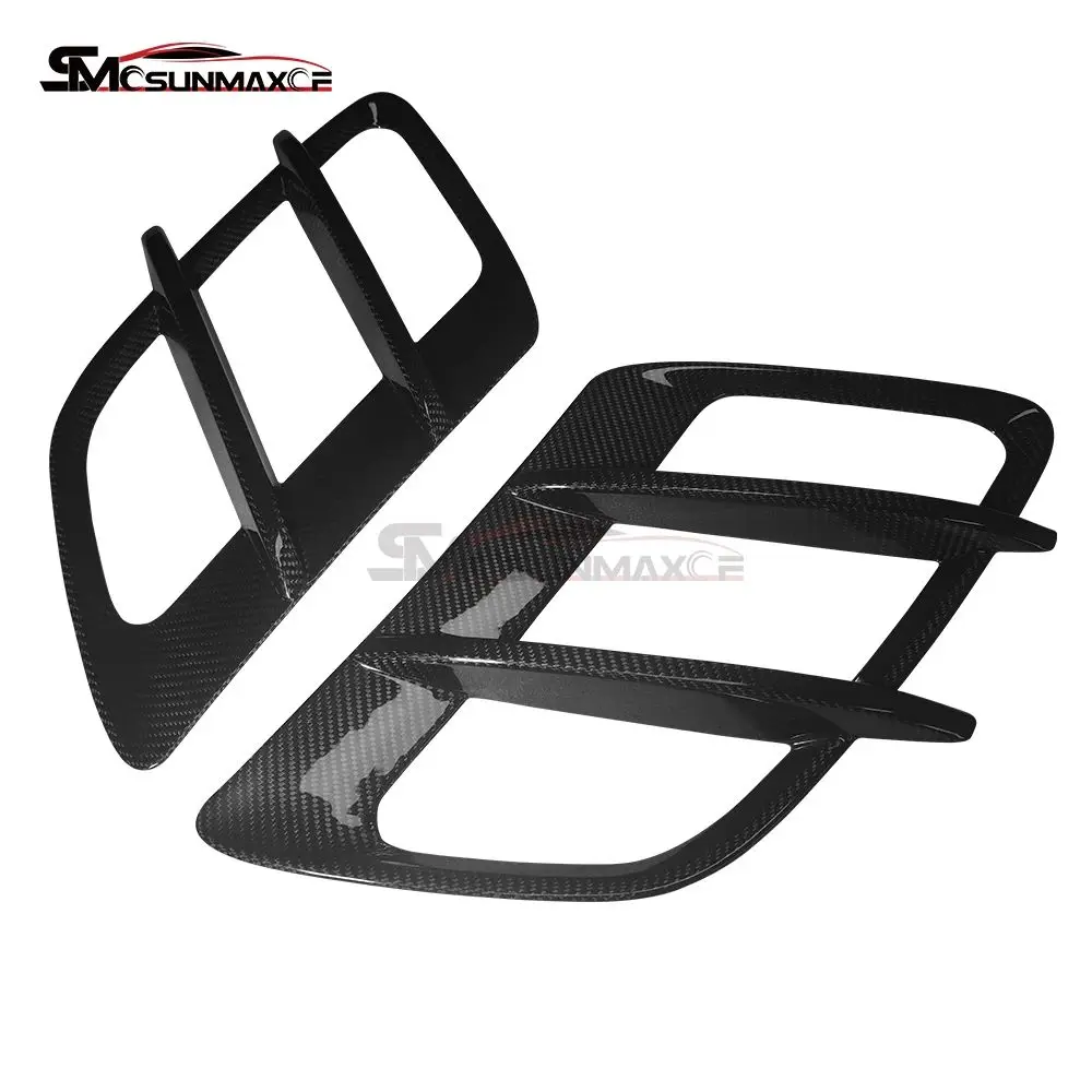 Carbon Fiber Engine Hood Vents Scoop Air Flow Mesh Cover Trim For 2015-2023 Mercedes Benz AMG GT GTS GTR GTC C190 R190