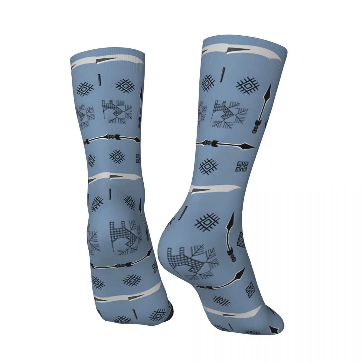 Retro Pattern With Birds And Knives Men's compression Socks Unisex Harajuku Seamless Printed Novelty Crew Sock