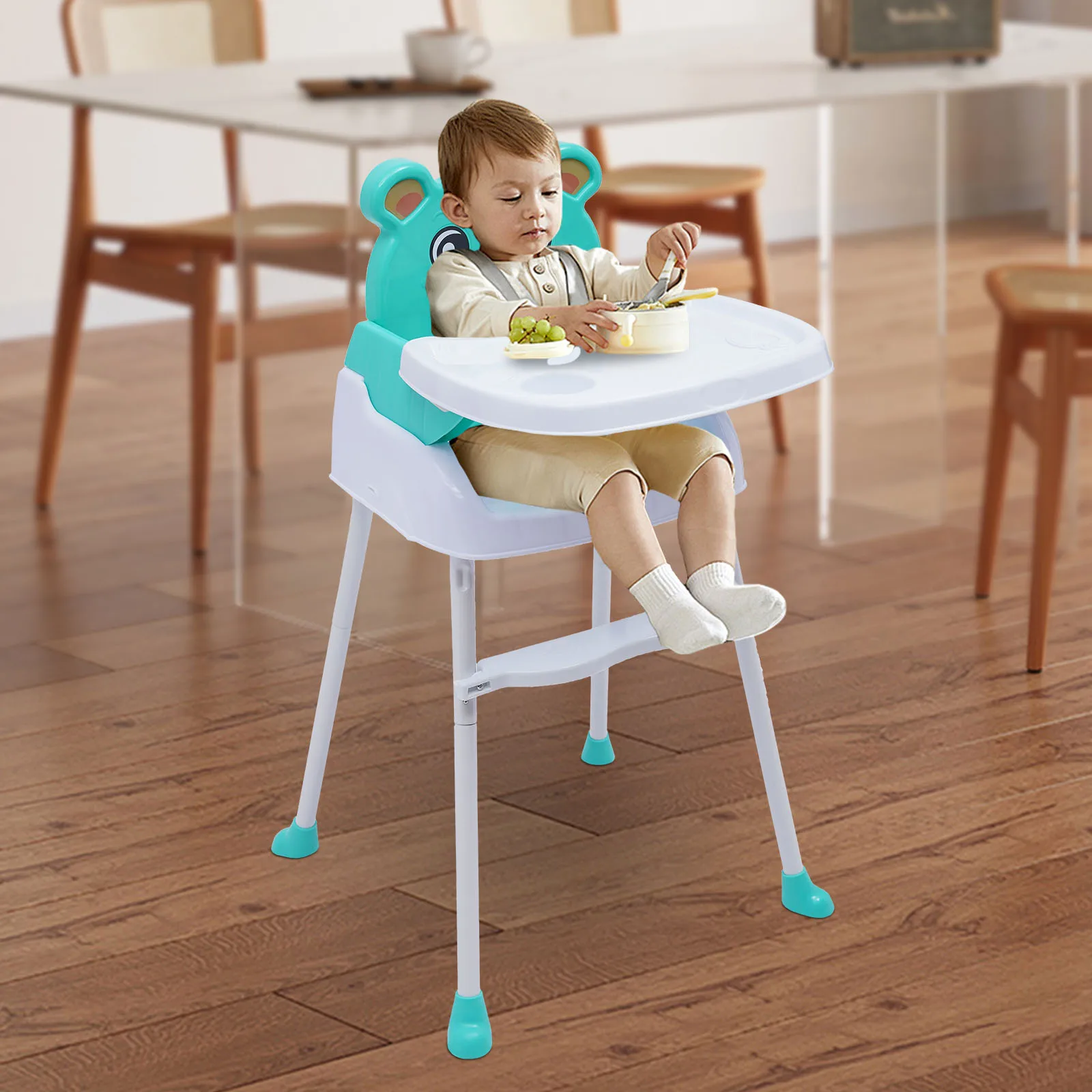 Bymaocar Baby Dining Chair Children's Dining Chair Home Adjustable Green Dining Chair