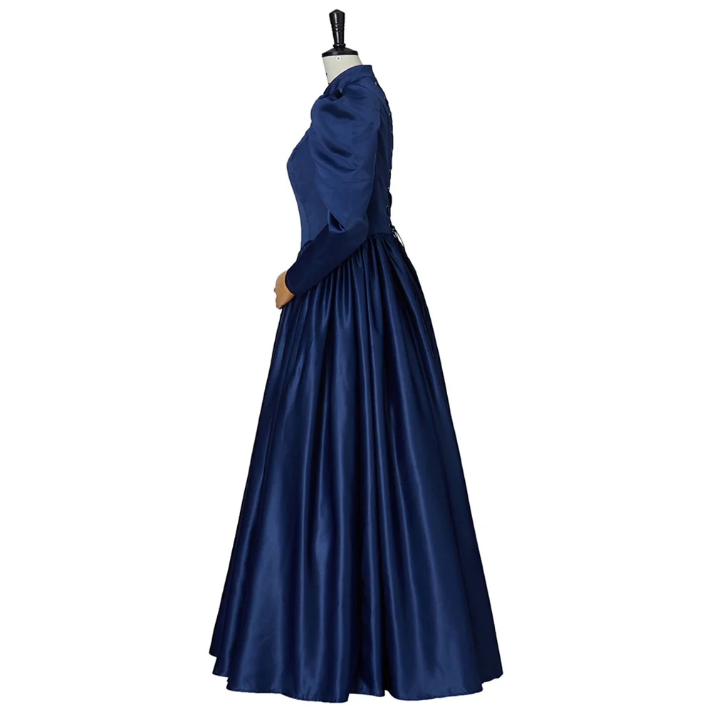 Viktorianisches Gothic Vintage Blaues Trauerkleid Erwachsene Frauen Mittelalterliche Königin Prinzessin Weihnachten Karneval Ballkleid