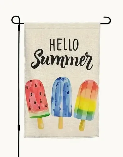 Garden Flag 12x18in Polyester Double Sided Hello Summer Popsicles EYY IIX SSL