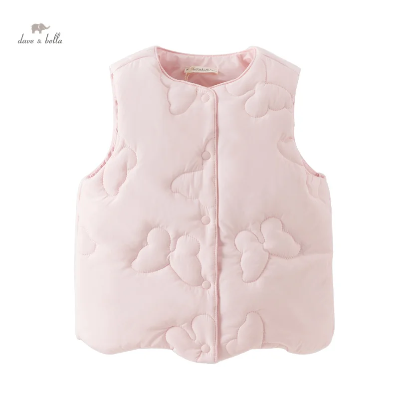 Dave Bella Kid Girls Baby Warm Vest 2024 New Winter Fashion Casual Sweet Cute Baby Waistcoat  Padding Outerwear Gentle DB4242630