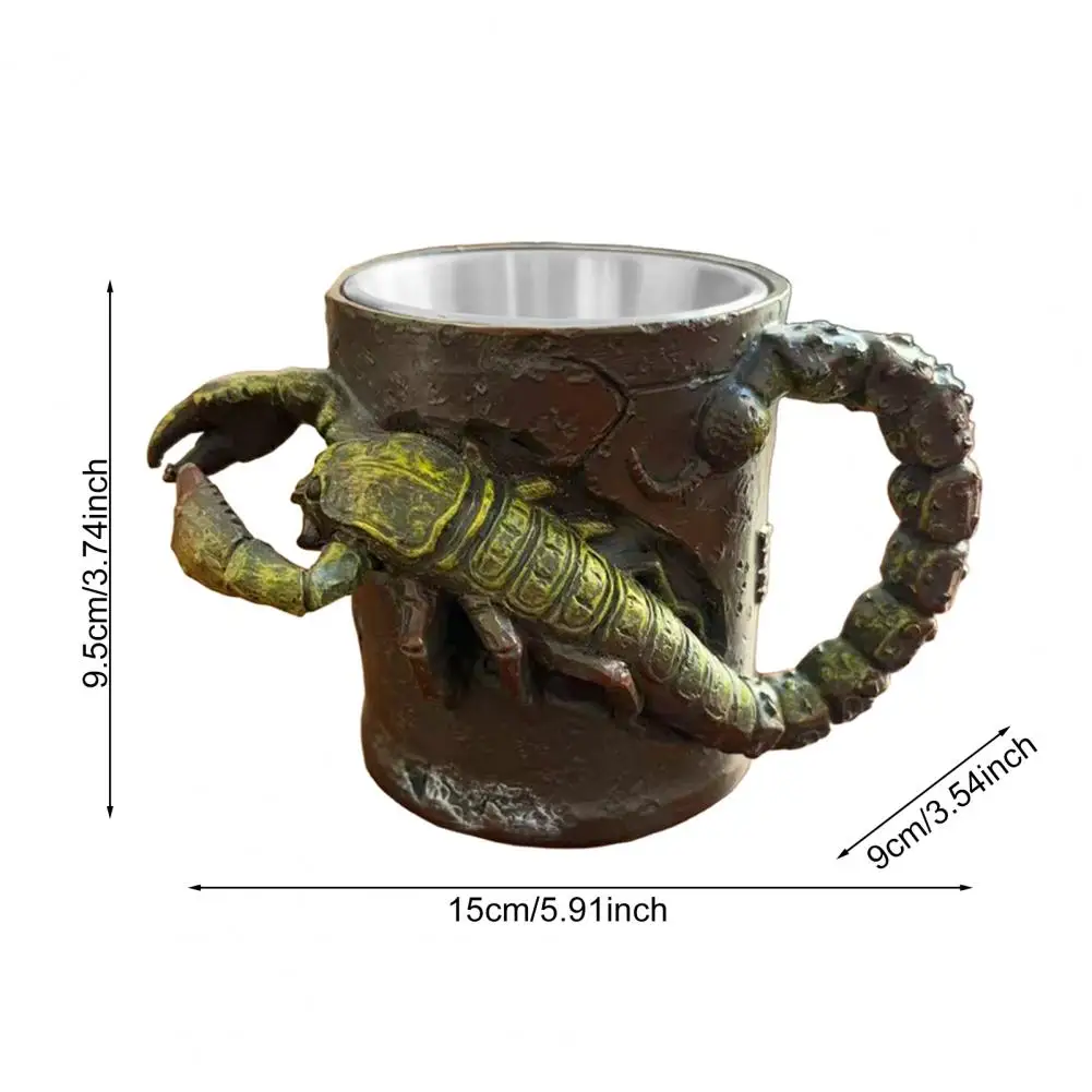 Coffee Mug Stainless Steel Mug 3d Scorpion Mug Resin Coffee Cup with Handle Unique Tea Cup Gift for Men Women Home Office Decor