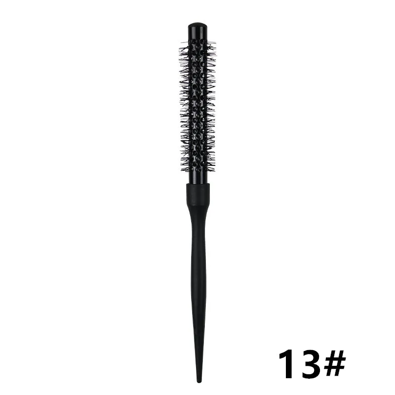 1 ST Zwarte Ronde Vat Haar Kam Haar Styling Haarborstel Nylon Kam Cilinder Krullend Haar Kam Aluminium Buis Salon Tool