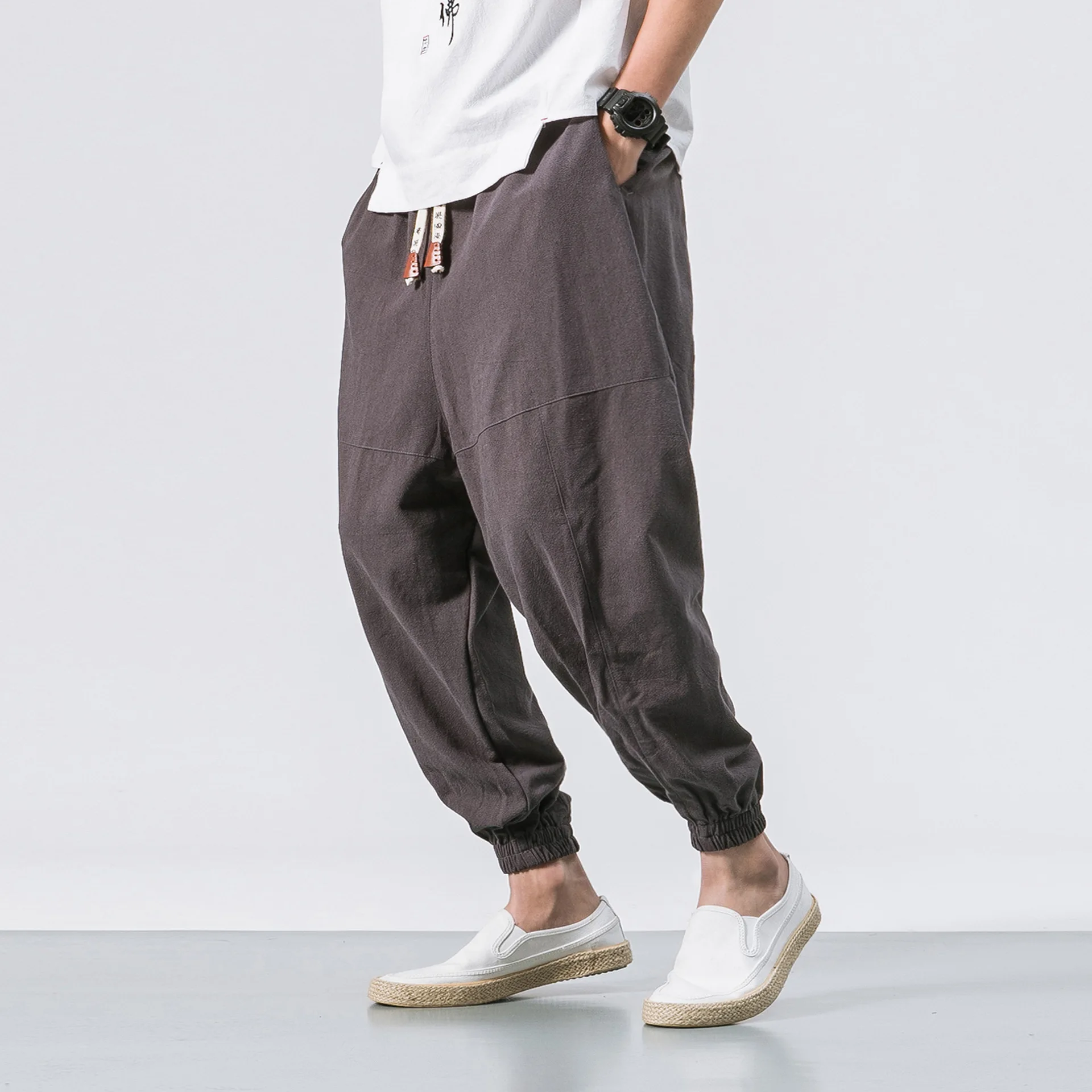 

2025 New Brand Oversize Men Harem Pants Chinese Linen Men Pants High Quality Casual Loose Trousers Male