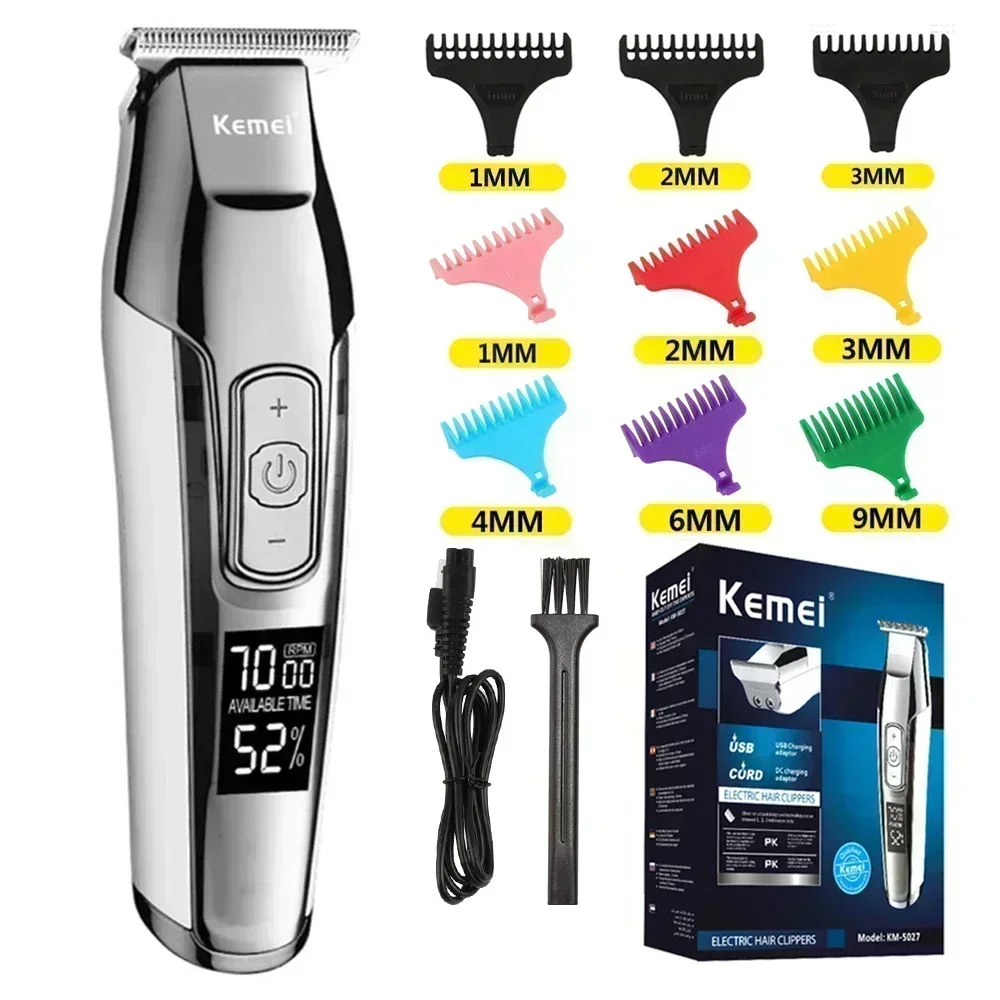 

Kemei KM-5027 Профессиональные парикмахерские беспроводные электрические машинки для стрижки волос для мужчин USB перезаряжаемые триммеры для волос машина для стрижки волос