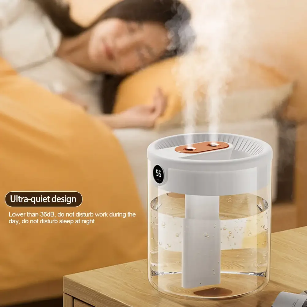 Air Humidifiers With Night Light 2L Double Nozzle Large Capacity LCD Display Ultrasonic Sprayer Humidifier Filter For Home