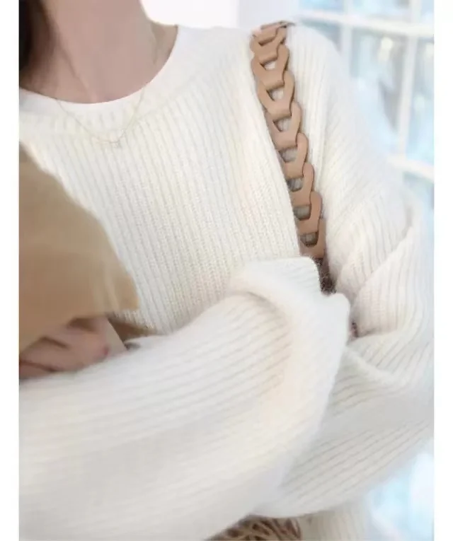 Autumn And Winter Cashmere Sweater Women's Crew Neck Pullover Casual Knitted Top Cashmere Sweater Women's  4 Colors