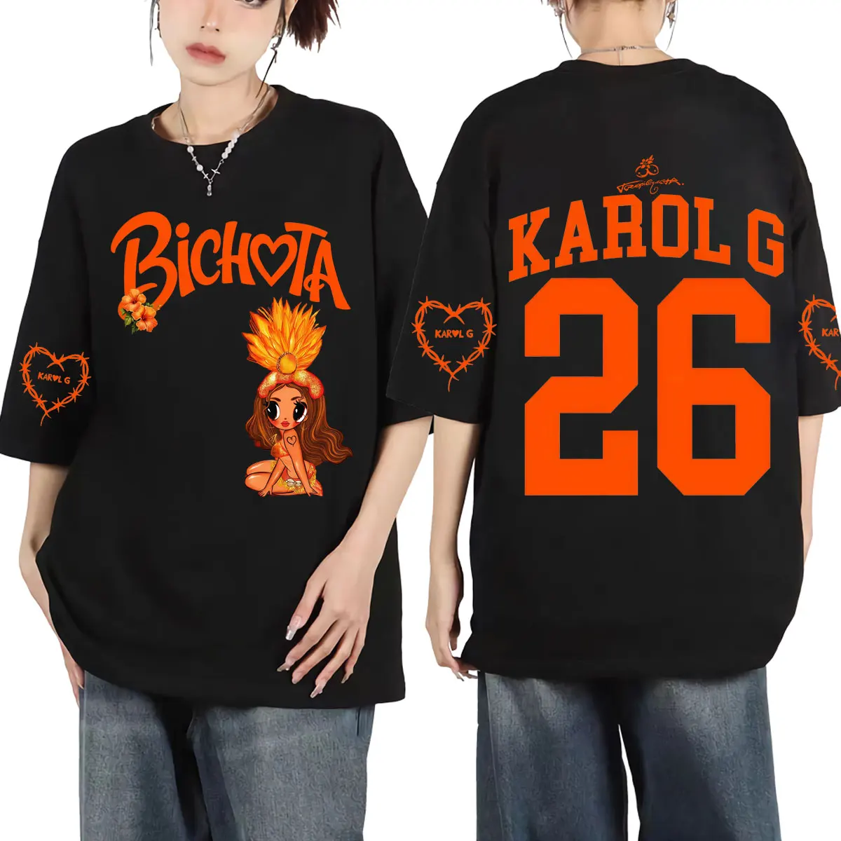 Singer Karol G Tropicoqueta Tour 2026 T-shirt Men Women Fashion Hip Hop Short Sleeve T Shirts Harajuku Y2k Style Summer T-shirts