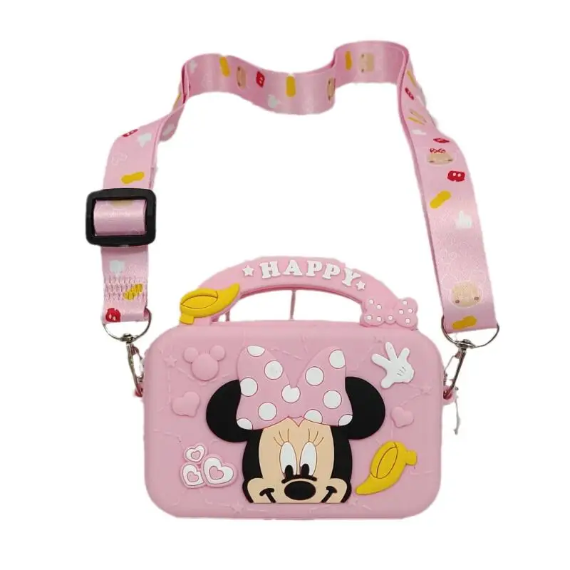 Disney Children Shoulder Bags Mickey Mouse Minnie Cartoons Crossbody Bag Girls Coin Purse Silica Gel Waterproof Small Square Bag