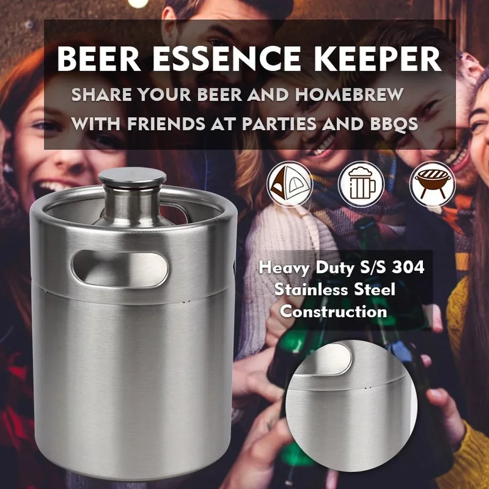 

2L/3.6L/5L/8L Mini Keg Stainless Steel Keg Beer Growler Portable Beer Bottle Home Beer Making Bar Accessories Tool