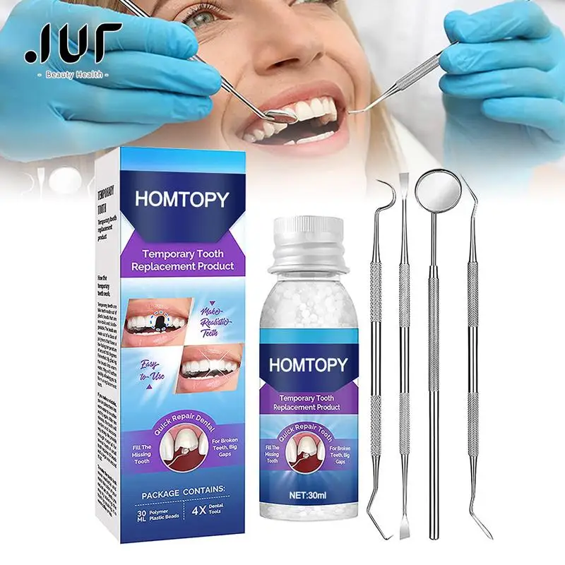 Zestaw do naprawy zębów z możliwością montażu tymczasowych kulek termicznych do zestaw wymienny dentystycznych do wypełnienia naprawiają brakujące i złamane zęby sztuczne
