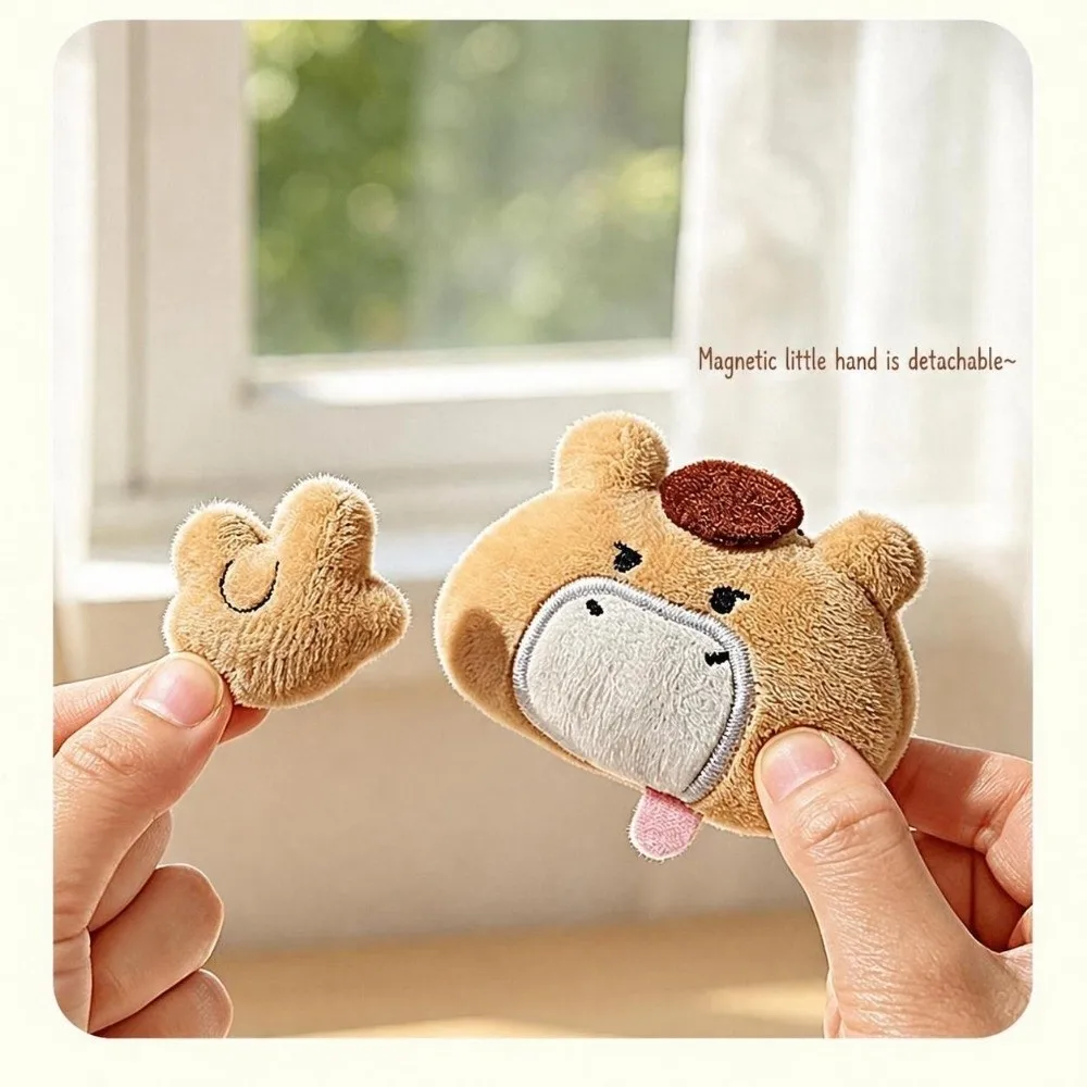 Cartoon Animal Pendant Keychain Cat Dog Pig Mouse Magnetic Attraction Gesture Backpack Pendant with Handrope Multicolor
