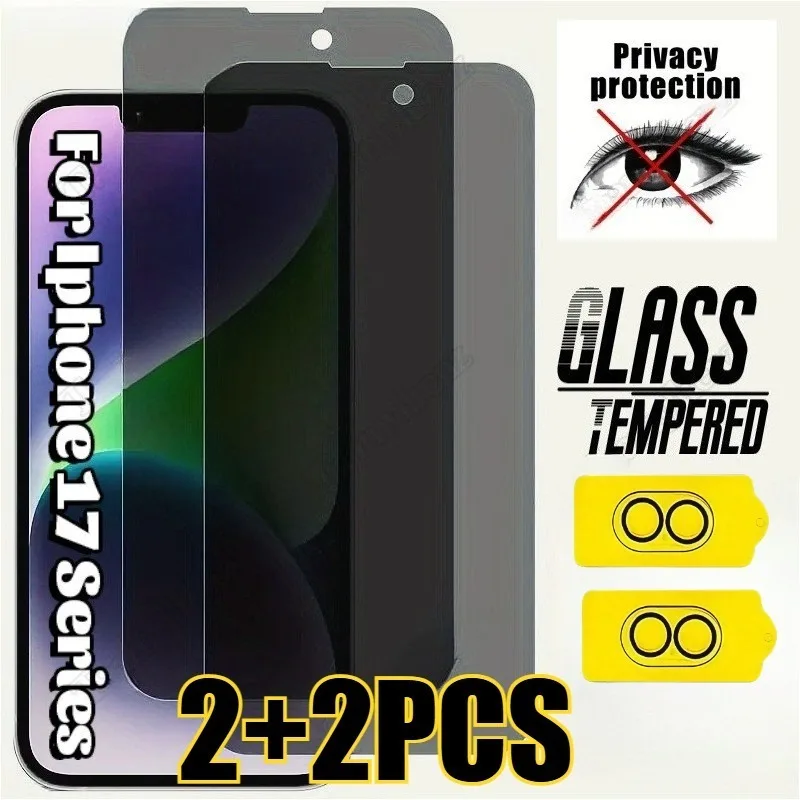 2 шт. Защитная пленка для экрана с 2 шт. Защитная пленка для объектива камеры, совместимая с IPhone 17 16 15 14 13 12 11 Pro Max 16e Air 15Plus