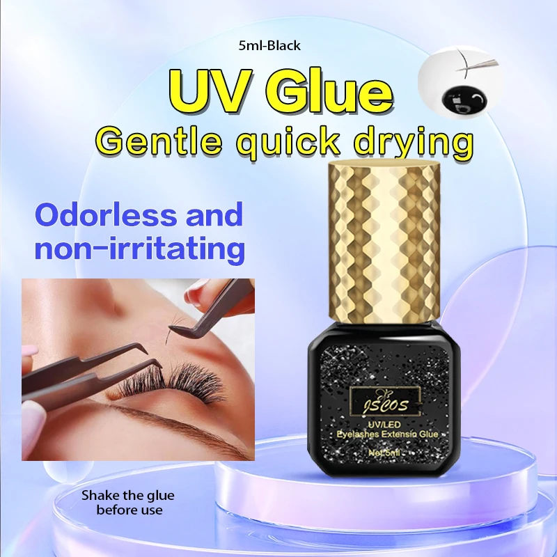 Pegamento UV transparente de 5ml/10ml, 1s, adhesivo negro, pegamento para pestañas UV, pegamento para extensión de pestañas, herramientas de belleza adhesivas para profesionales