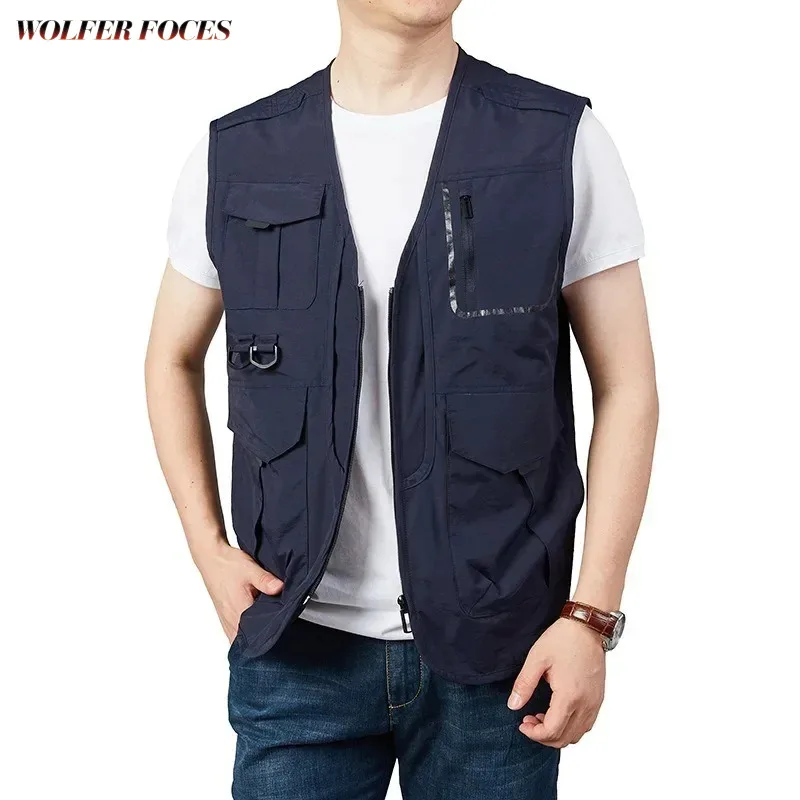 Tactical Windbreaker Fishing Vests Professional MAN VEST Plus Waist Coat Men Camping Waterproof Clothing Hunting Size Outerwear