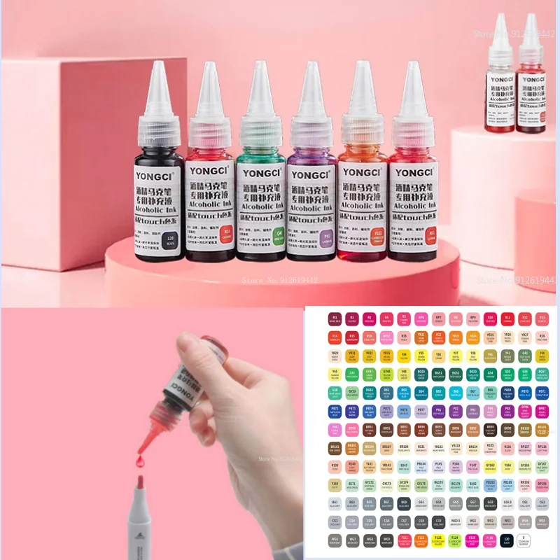 20ml Marker Refill Liquid Ink Art Student Painting Painted Graffiti 168 Set of Ink Sac Refill Liquid Alcohol Type Oil Pens