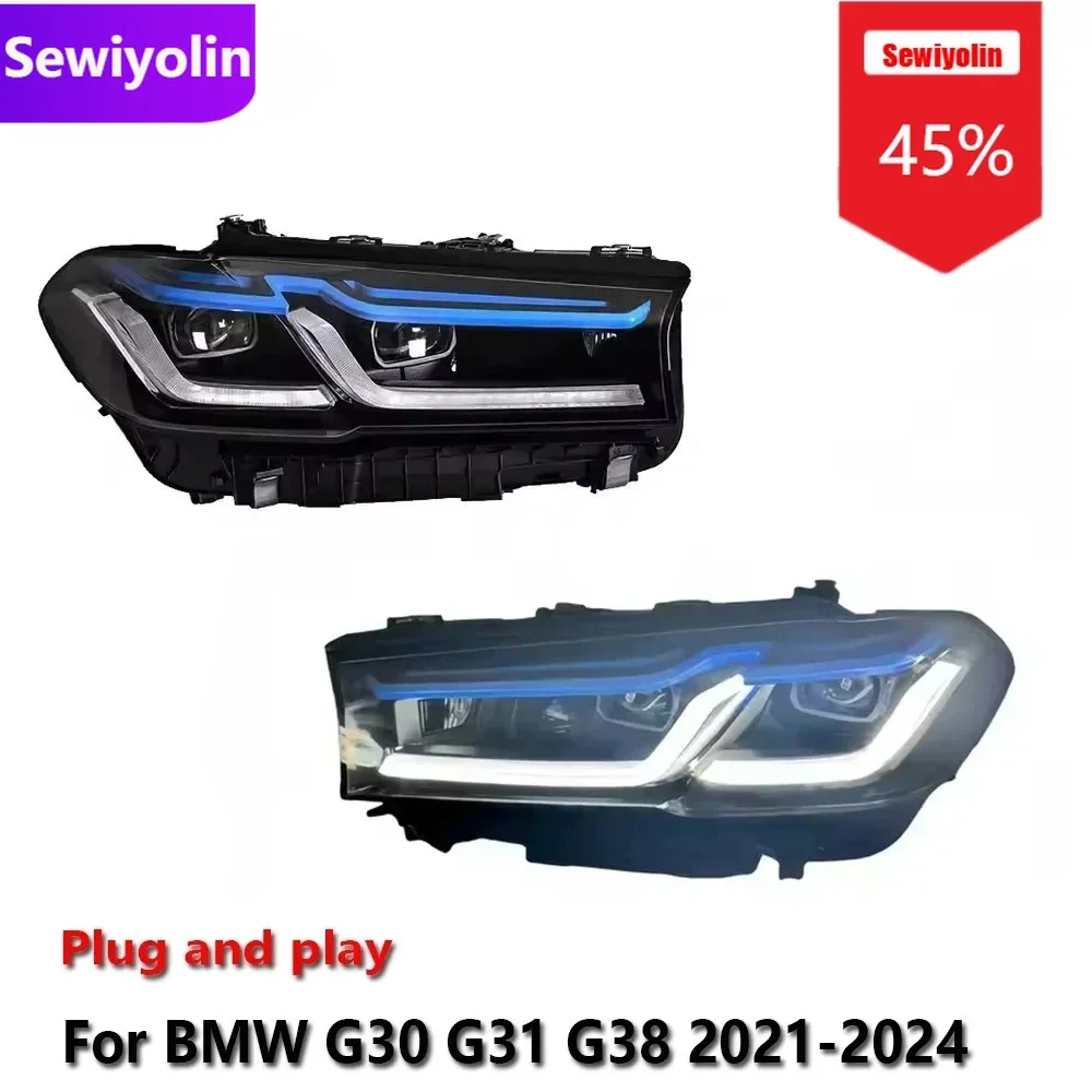

Автомобильные светодиодные фары DRL в сборе для BMW 5 G38 G30 G31 2021-2024 гг. Автоматические противотуманные фары DRL с тормозным указателем поворота Plug and Play