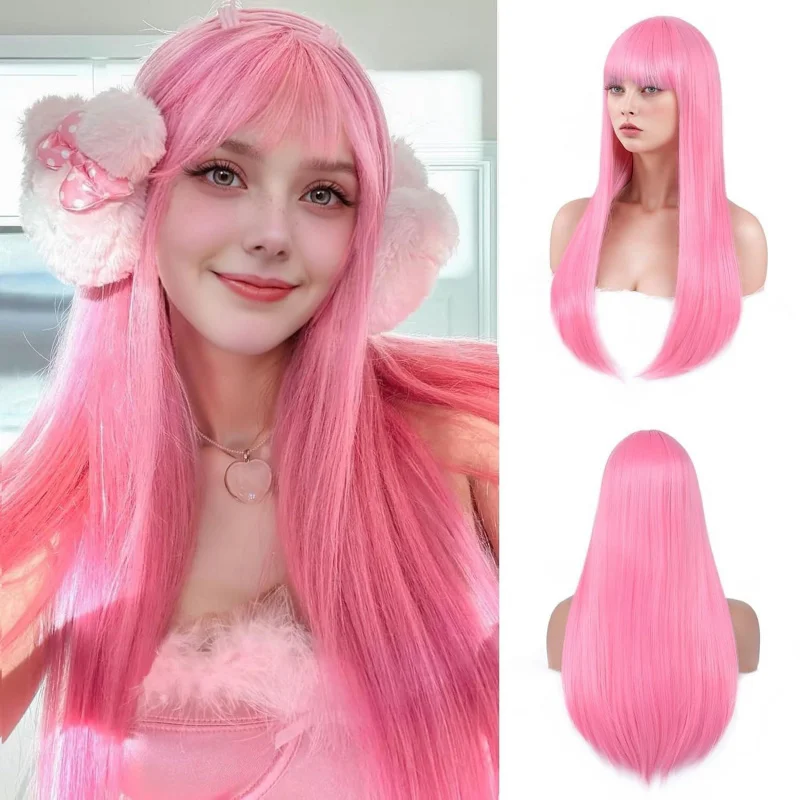 

Новый женский длинный прямой парик из натурального гладкого синтетического термостойкого волокна