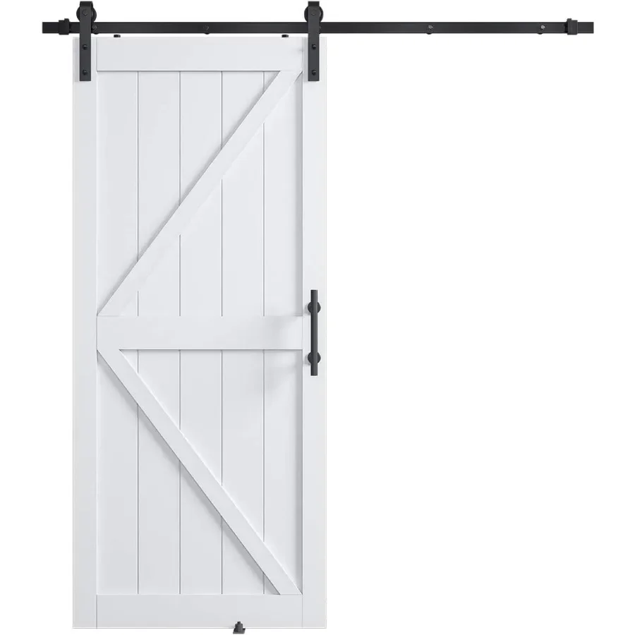 36in x 84in MDF Sliding Barn Door with 6.6ft Barn Door Hardware Kit Handle, Pre-Drilled Holes Easy Assembly -Solid Barn Door