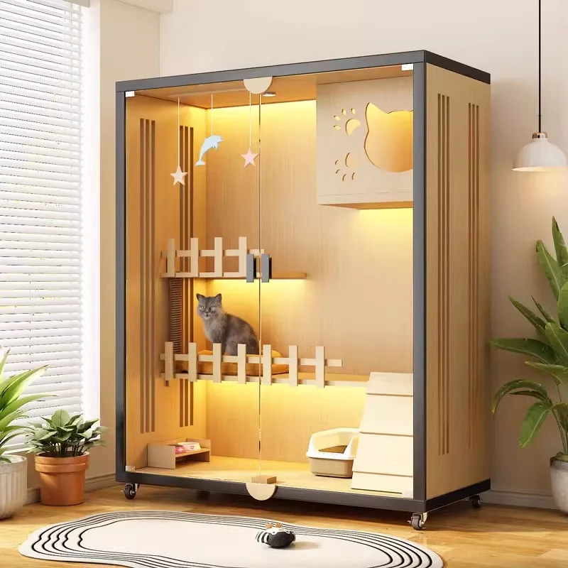 

Customizable cat villa, cage, large family, large free space, cat shelter, wooden cabin, pet nest