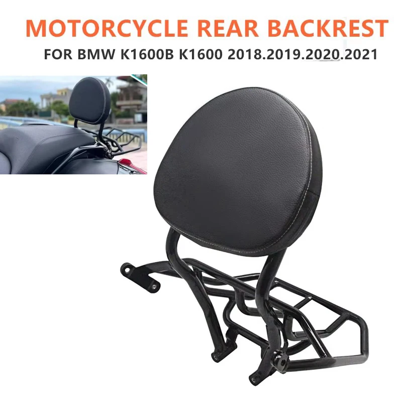 For BMW K1600 K1600B Motorcycle Passenger Backrest Cushion Pad Accessories 2018 2019 2020 2021 2022 Chrome Black Rear Carrier