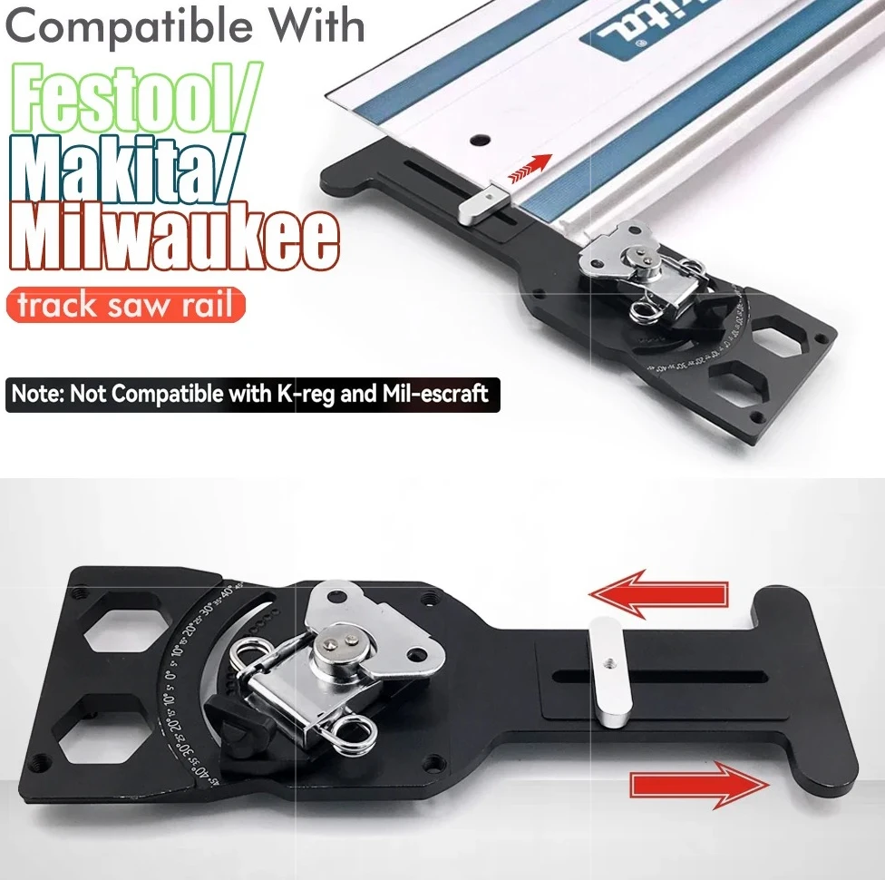 

Precision Track Saw Square Guide with Quick Stops, Adjustable Angle Guide Rail Square for -45° to 45° and 90° Woodworking Cuts