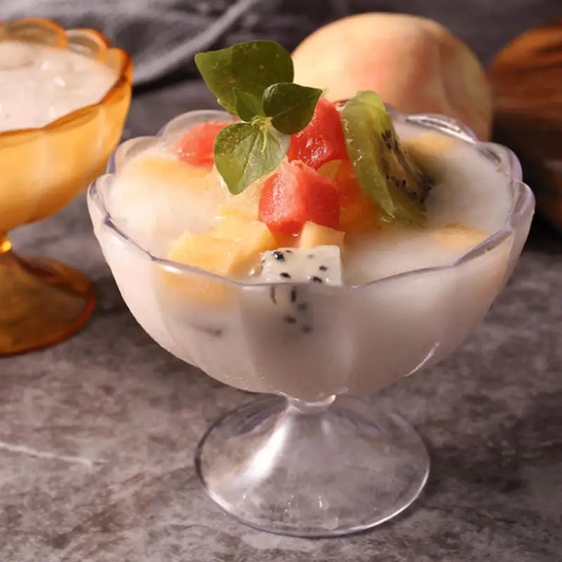 Durable Acrylic Clear Ice Cream Dessert Cups 230/240ML Transparent Red Wine Goblet Small Yogurt Pudding Cup Party Supplies