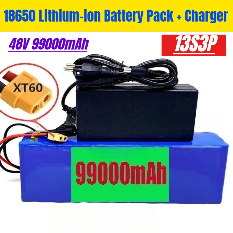 

13S3P Electric Bicycle Battery 48V 99000mAh 18650 Lithium-ion Battery Pack + Charger
