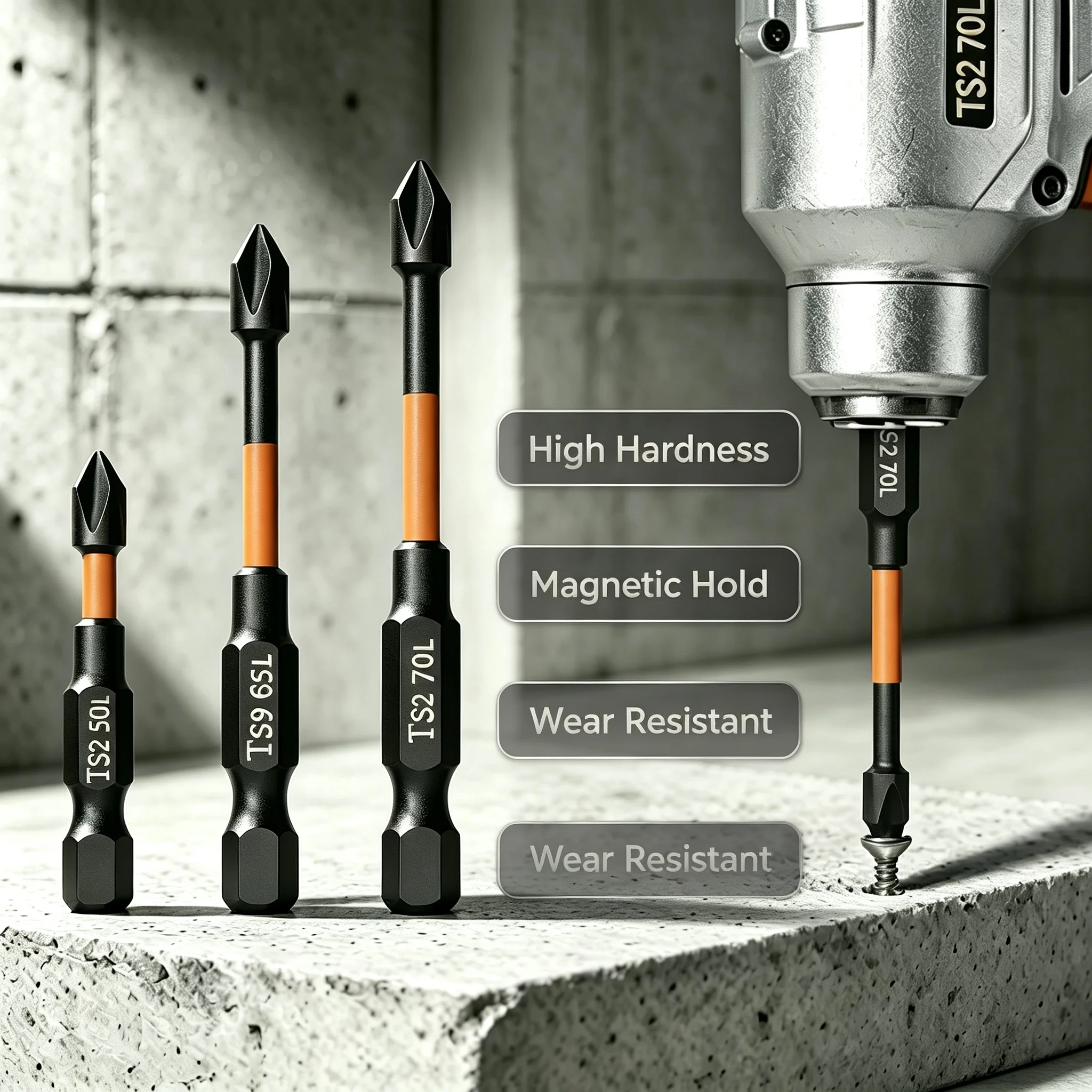 Power Tools Orange - 3PCS Orange S2 Steel Impact Strong