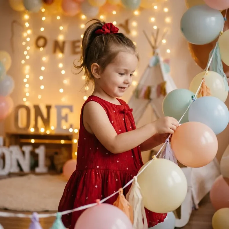 Mädchenkleid (0-10 Jahre) Sommer Neuheit Süßes Prinzessinnenkleid mit Haarschleife Rotes Geburtstagskleid für Babymädchen – Detail 5