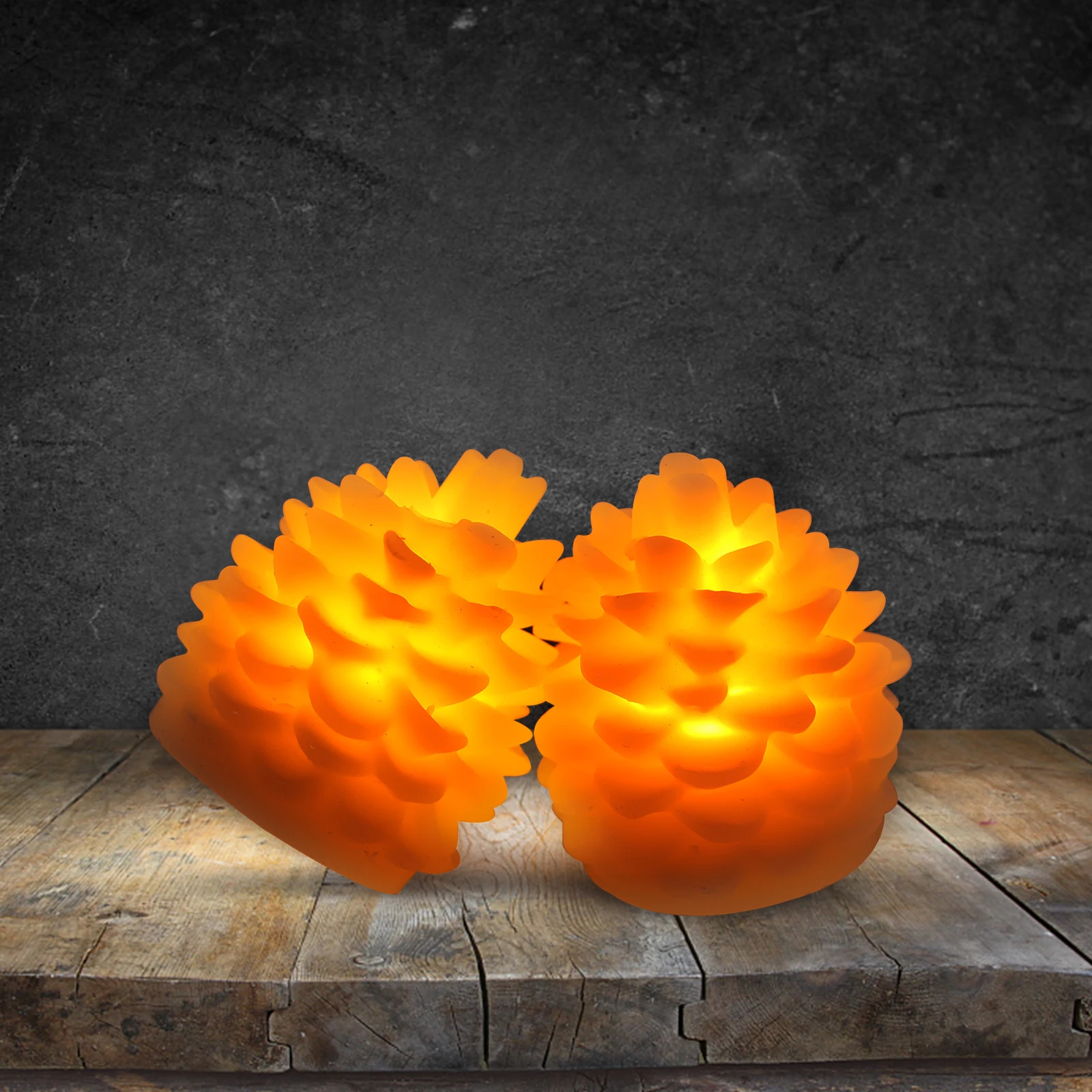 

2pcs Led Flameless Pine Cone Night Lamp Warm Yellow Wax Light Party Decorations Rustic Holiday Wedding Halloween