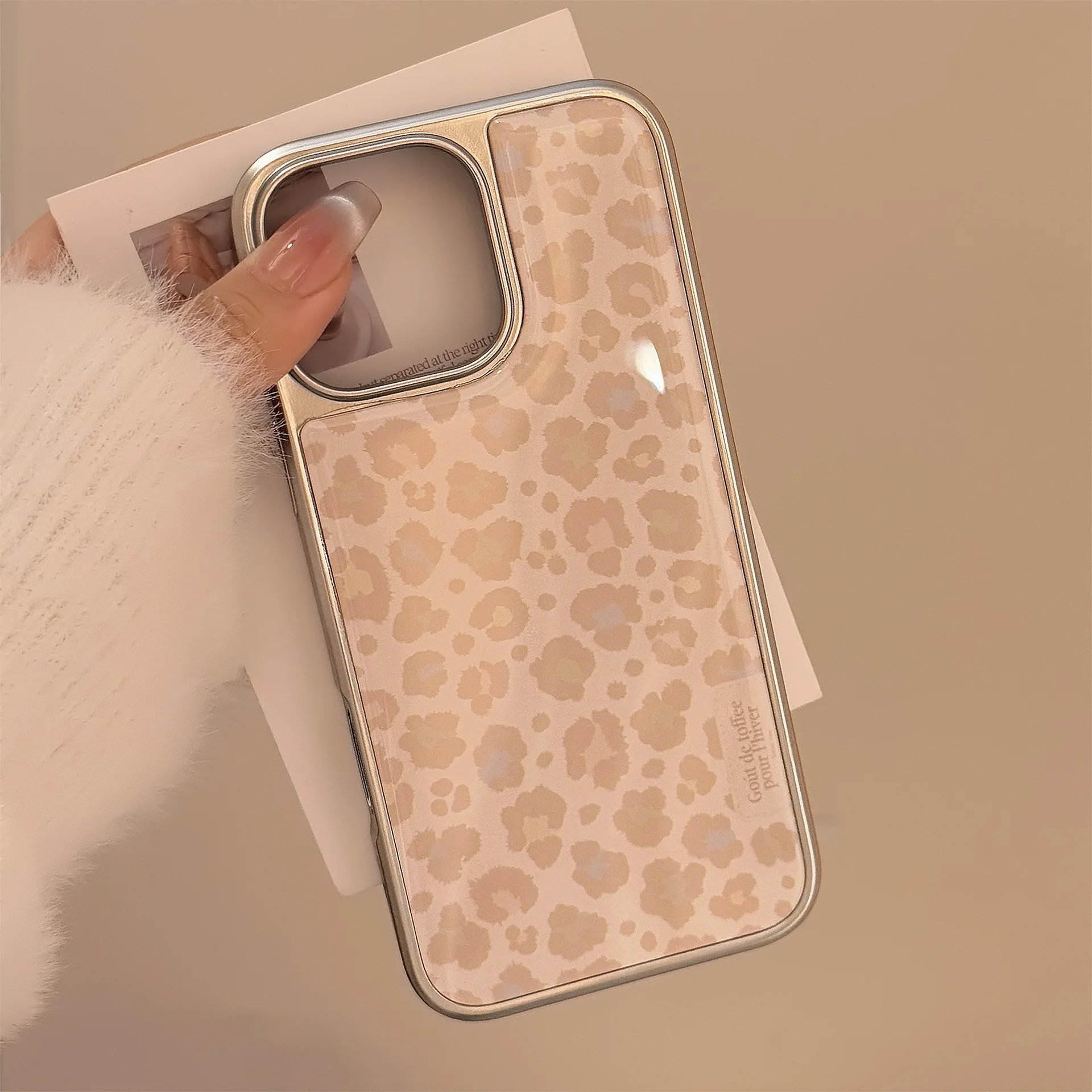 Koreanische gelbe Leopardenmuster-Tropfenkleberbeschichtung Handyhülle für iPhone 17, Air 16, 15, 14, 11, 12, 13 Pro Max Plus, stoßfeste Hartschale