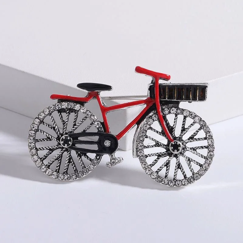 Shining Bicycle Brooches For Women Unisex 2-color Beautiful Taking Flowers Bike Brooch Pins Gifts