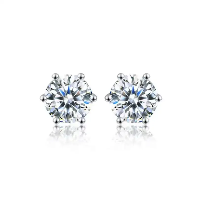 

RDW3 Moissanite Stud Earrings Diamond 925 Sterling Silver Gold Plated Wedding Jewelry