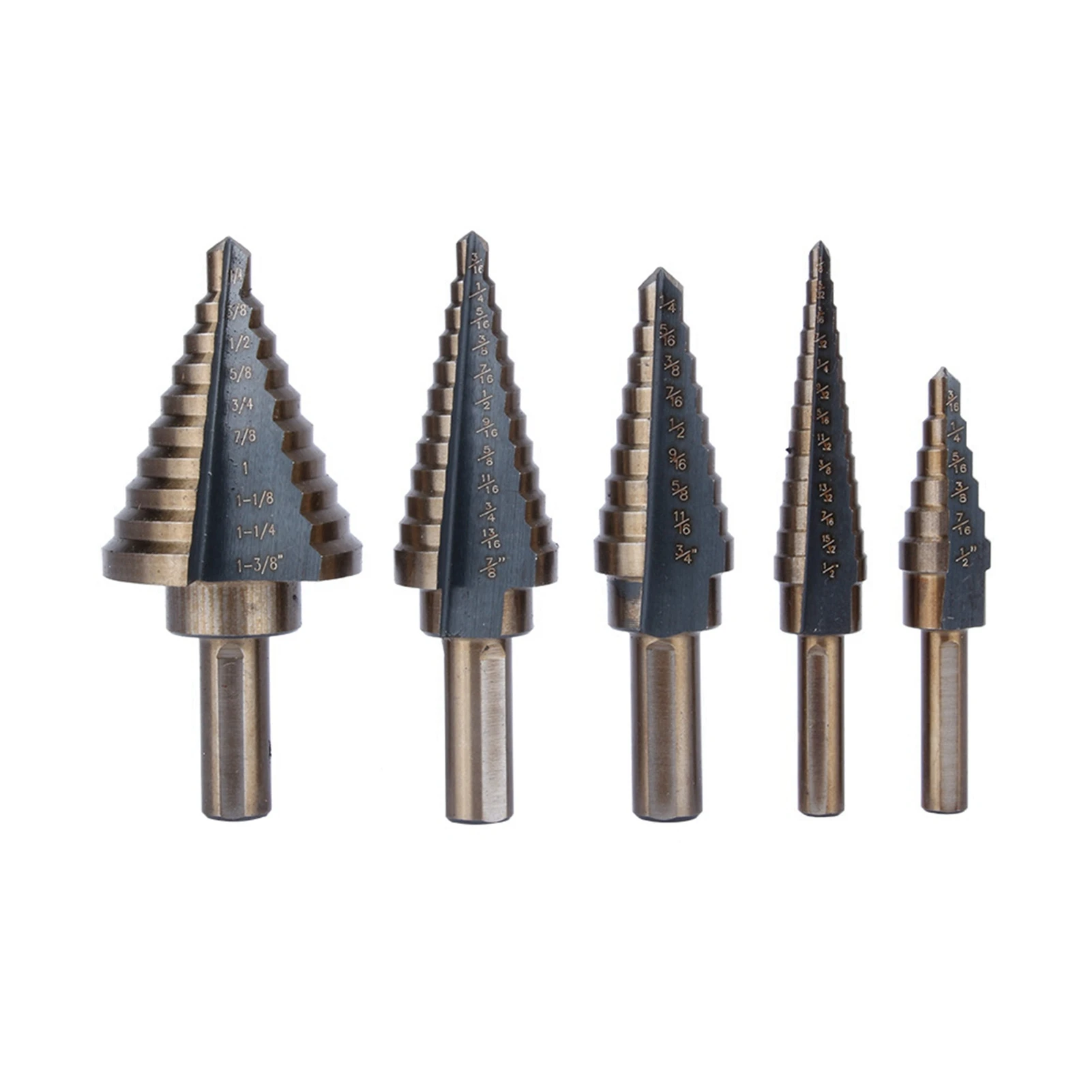 

5Pcs Large Cobalt HSS Step Ti Cone Drill Hole Cutter Bit Set Tool Case