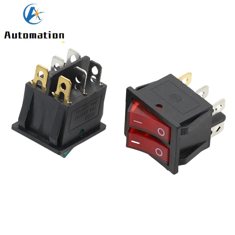 1PCS KCD8 6PIN 16A 250V 20A 125V Double Light Switch Rocker Switch Waterproof ON-OFF KCD6 Latching Boat Power Switch