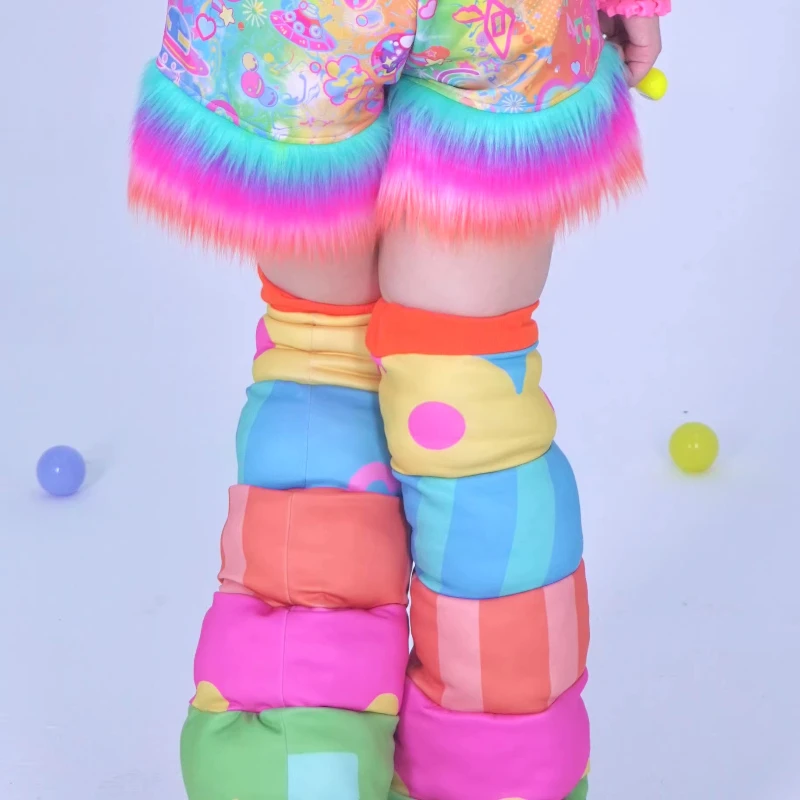 Autumn Winter Colorful Fashion 3D Cotton-Filled Women's Leg Warmers Original Design Versatile Thickened Warm Leg Warmers Ladies