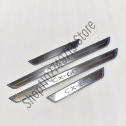 For Mazda CX-60 2022 2023 2024 Door Sill Scuff Plate Guard Stainless Steel Kick Pedal Sticker Car Styling Accessories