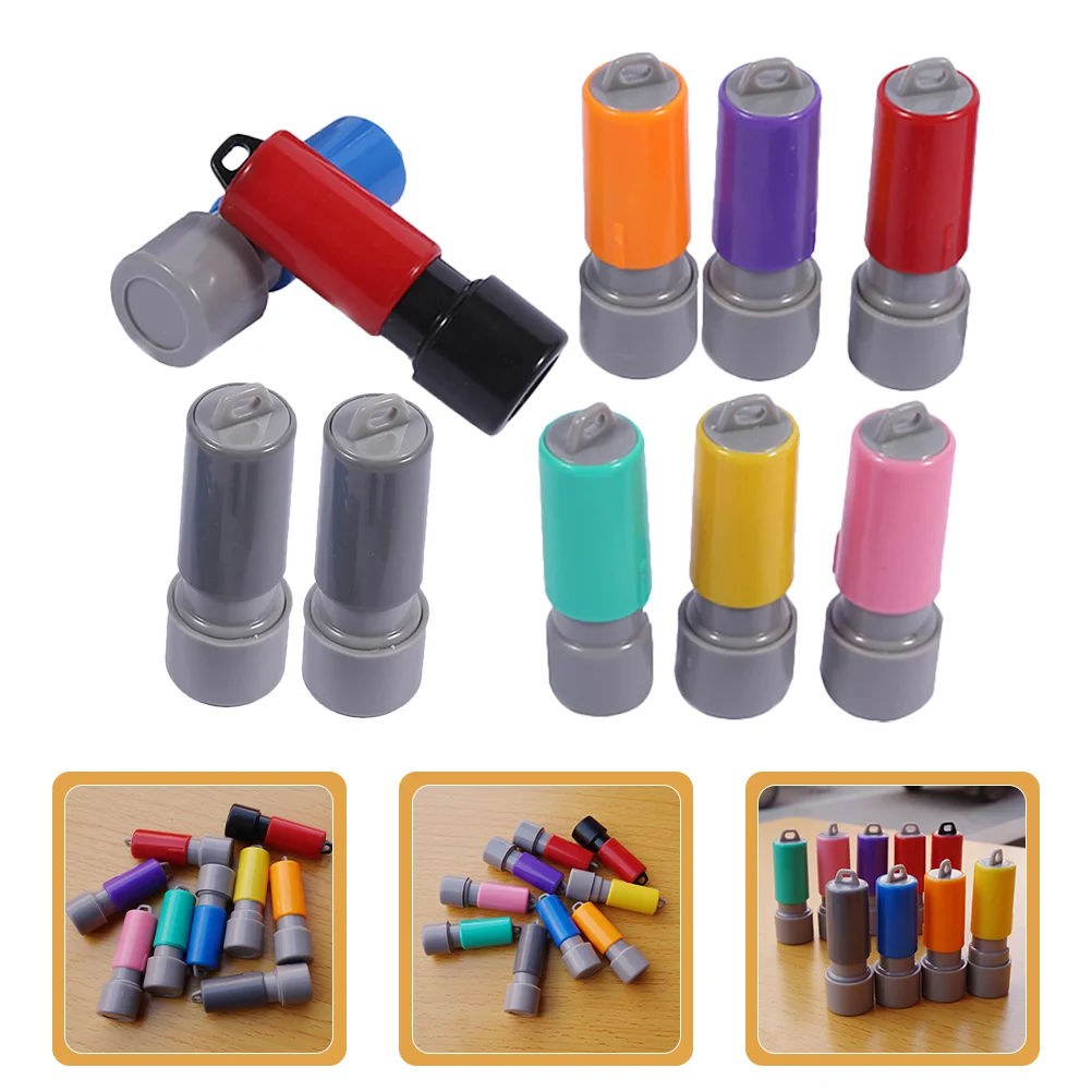 10 Pcs Seal Case Stamp Supply con tampone di inchiostro accessori per francobolli fai da te piccolo strumento di creazione sigilli incisi vuoti